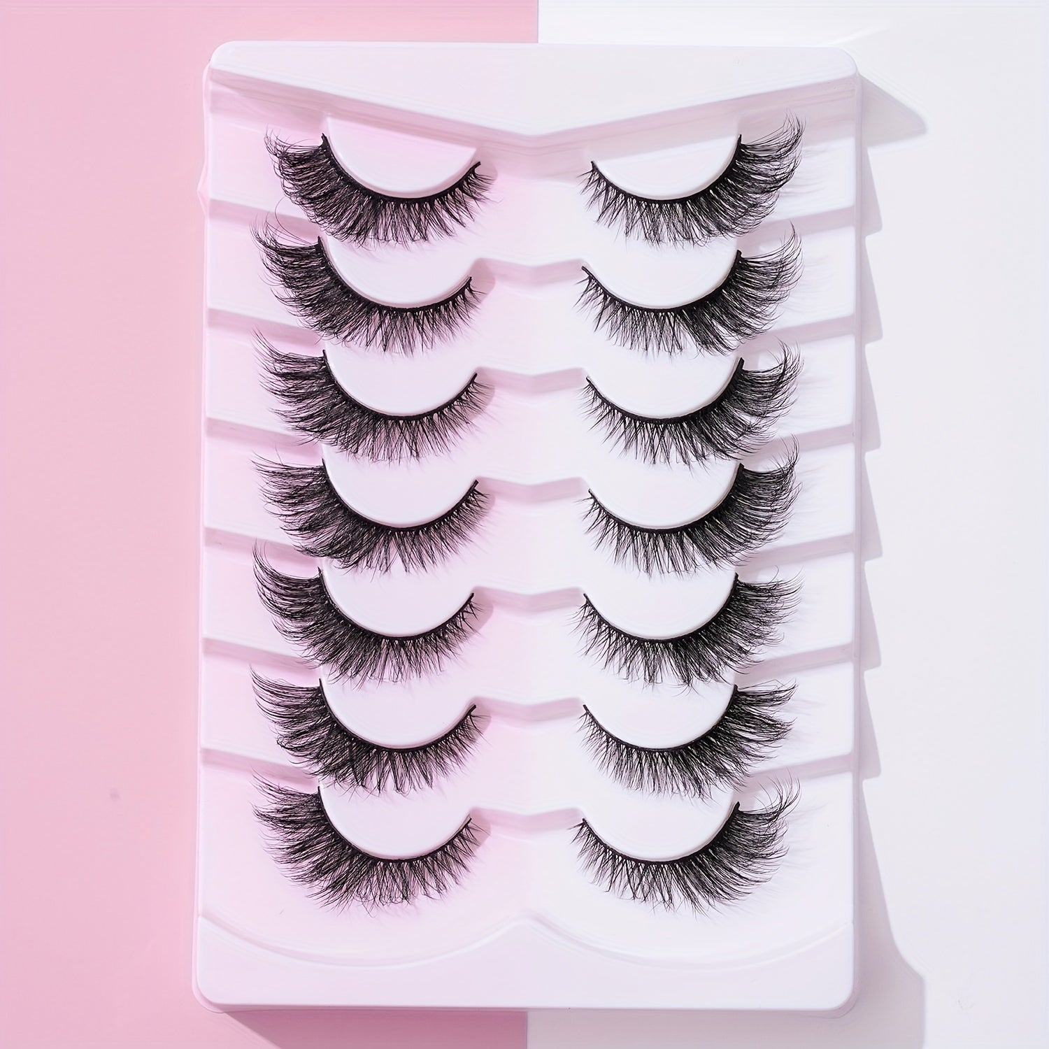 7 Pairs 3D Effect False Eyelashes Natural Look Fishtail End Eye Elongated Lashes