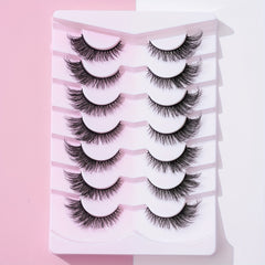 7 Pairs 3D Effect False Eyelashes Natural Look Fishtail End Eye Elongated Lashes