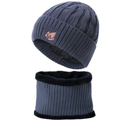 Velvet Thickened Cycling Hat Set Warm Windproof Knitted Beanie Muffler