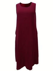 Round Neck Tank Dress With Pockets