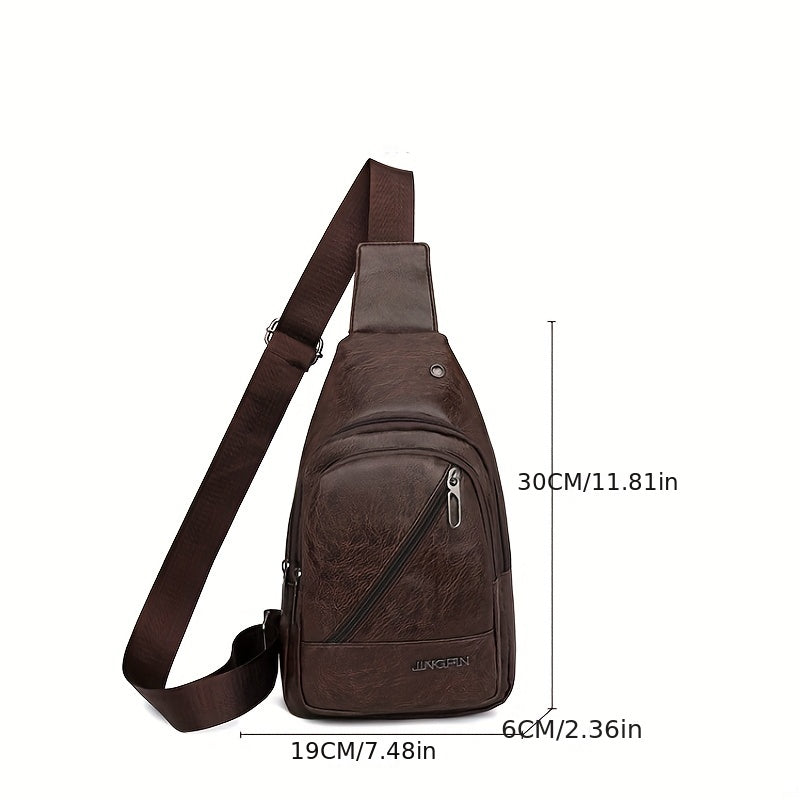 Vintage Layer Chest Bag Retro PU Crossbody Bag Sling Bag