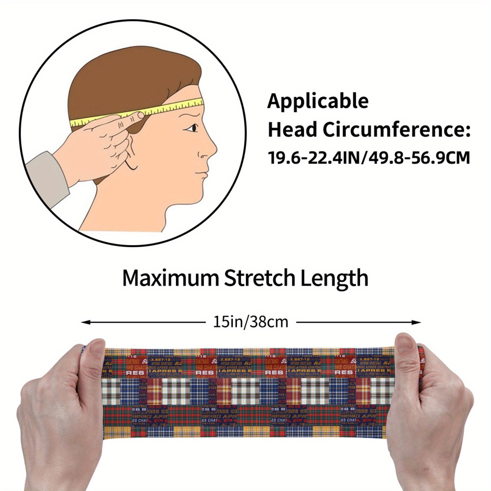 Signature Check Plaid Breathable Headband for Sport & Casual Outfits