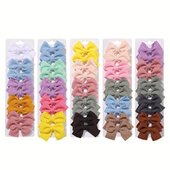 10pcs Solid Bow Hair Clips Princess Hair Accessories