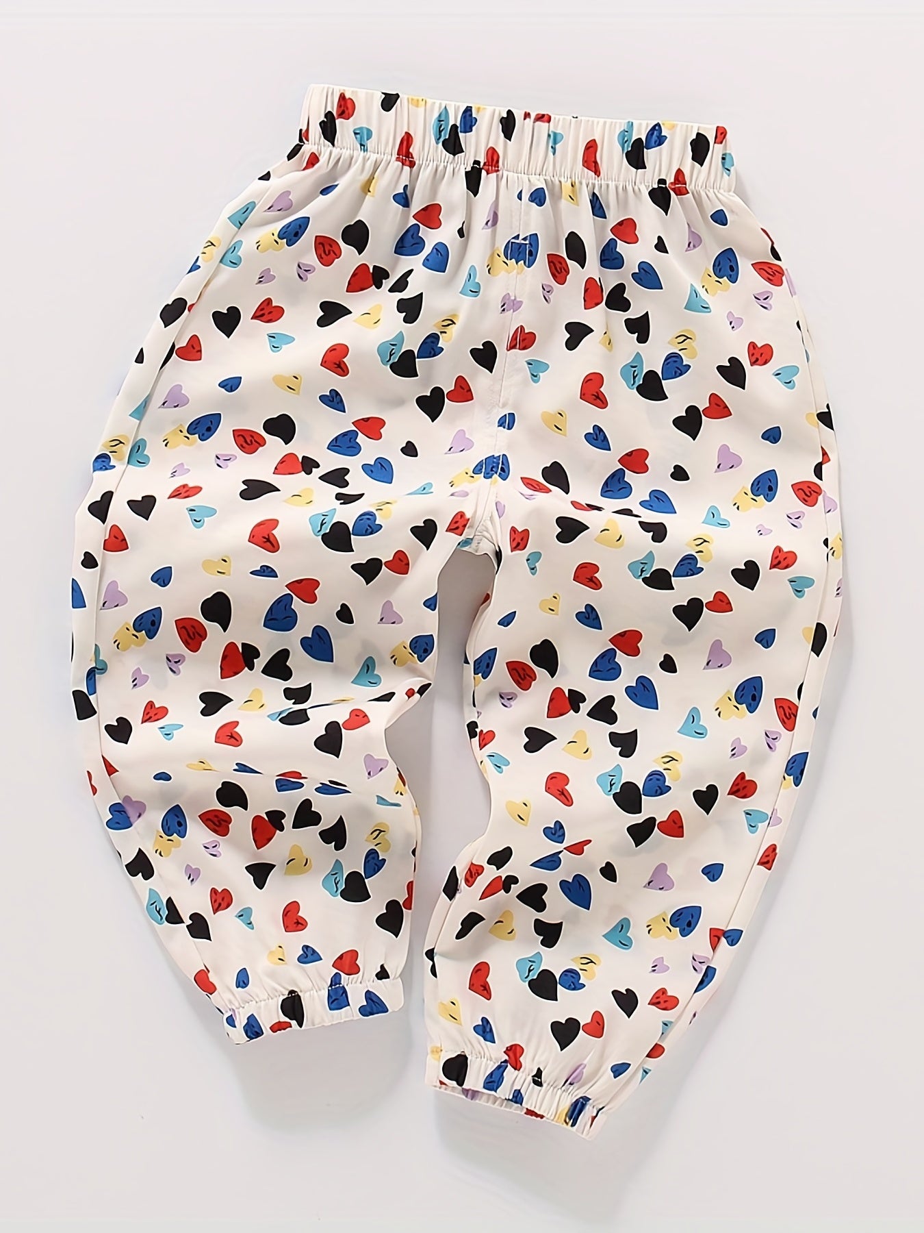 Toddler Girls Heart Graphic Trousers Elastic Waist Casual Jogger Pants