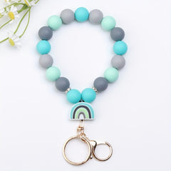 Cartoon Silicone Beaded Bracelet Keychain Decoration