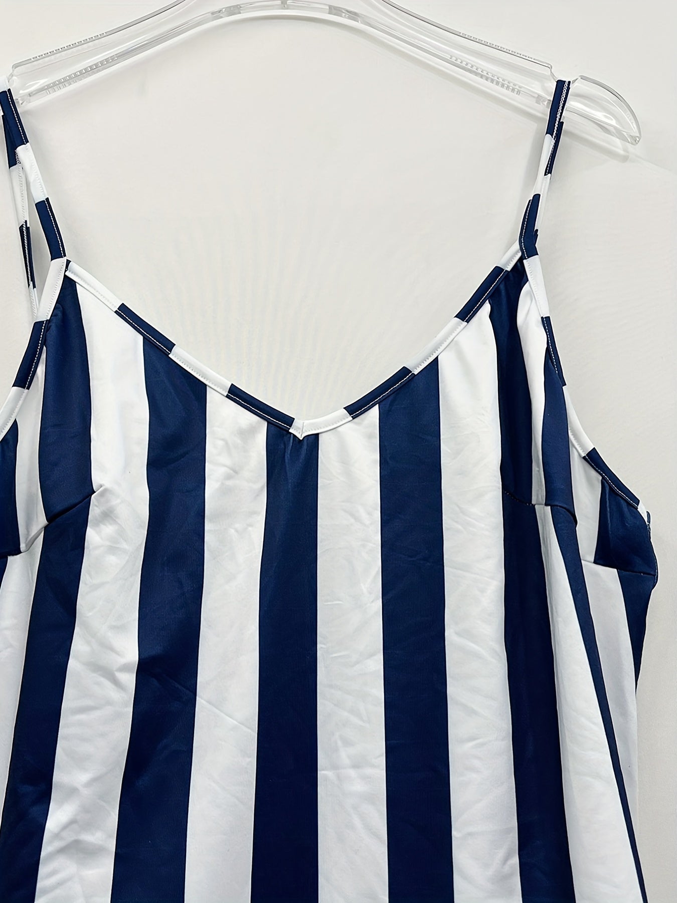 Plus Stripe Print V Neck Cami Top & Loose Pants Set