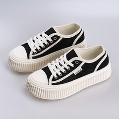 Women's Canvas Lace Up Casual Sneakers Low Top Shoes