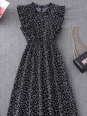 Women's Chiffon Floral Print Ruffle A-line Sundress