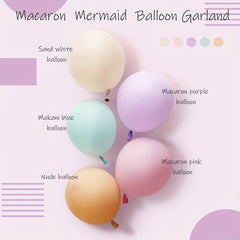 142pcs Mermaid Balloon Garland Set Macaron Balloons Mermaid Baby Shower Party