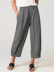 Minimalist Elastic Waist Wide Leg Pants Casual Solid Versatile Pants