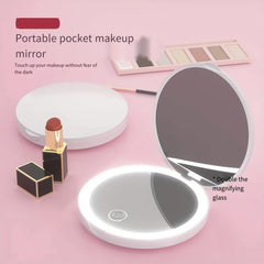 LED Lighted Travel Makeup Mirror with 2x 1x Magnifying & 3 Light Settings