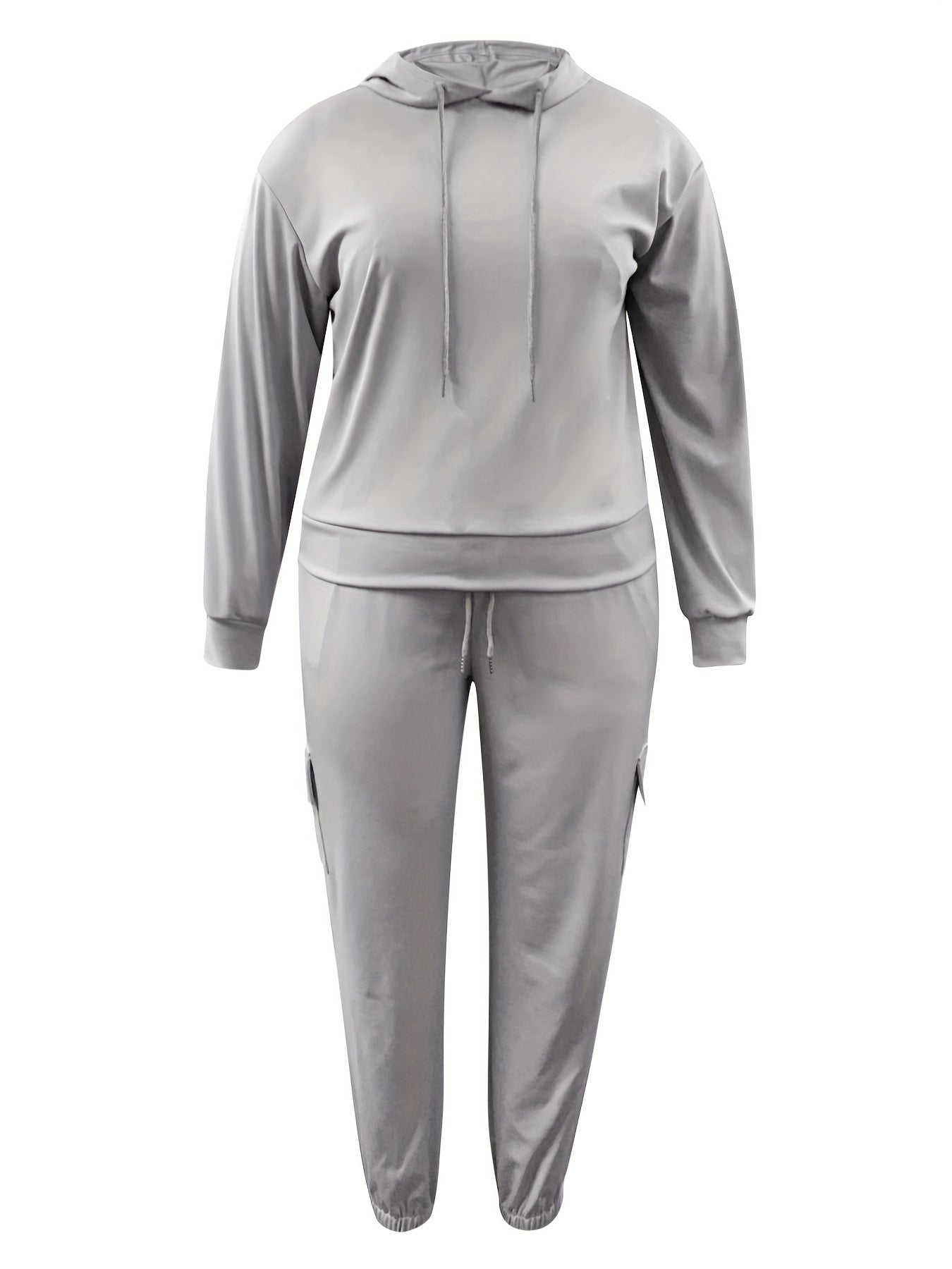 Women's Solid Hoodie & Cargo Joggers Set