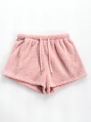 Cozy Fuzzy Drawstring Sleep Shorts for Women