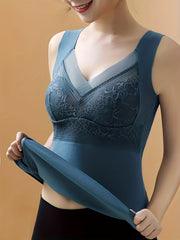 2pcs Lace V Neck Tank Tops Sleeveless Thermal Underwear