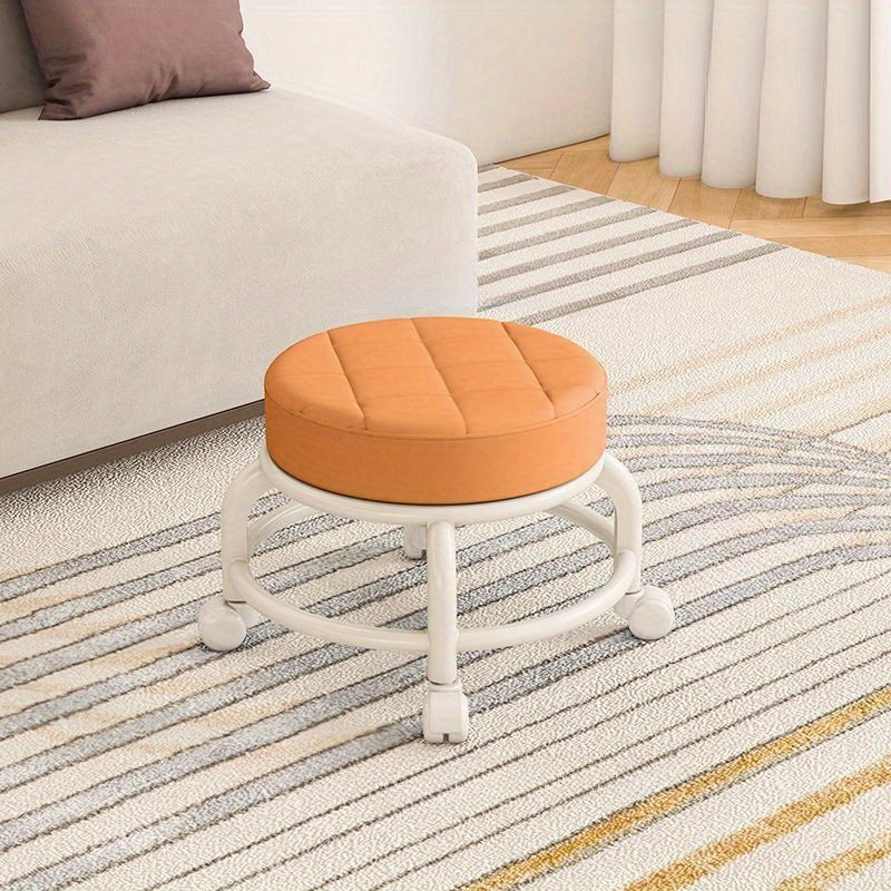 Round Rolling Stool Swivel Caster Toddler Stool Home Furniture