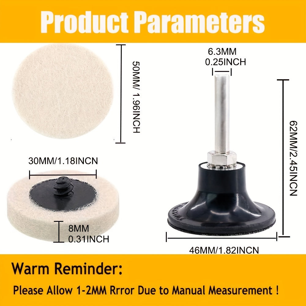 5 08 Cm Wool Fabric QC Disc Polishing Buffing Pads Wheels Disc Pad Holder