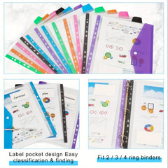 6pcs A4 Snap Button File Bag Plastic School Envelopes
