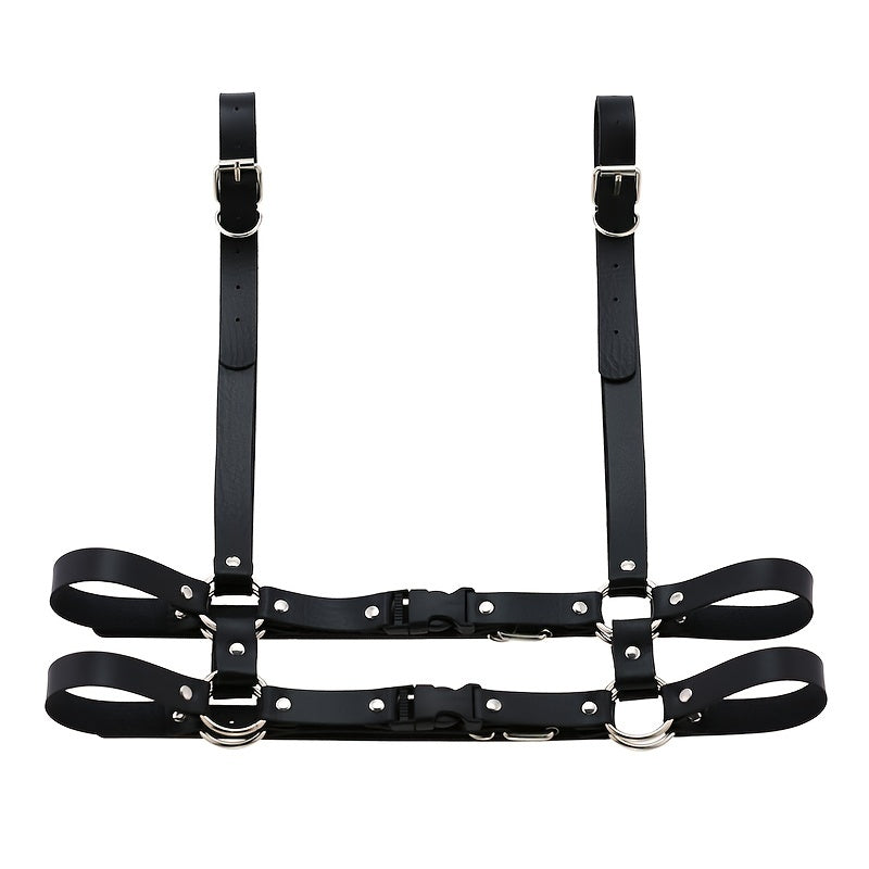 PU Leather Harness Belt Punk Gothic Adjustable Chest Suspenders Buckle Belt