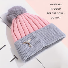 Striped Knit Beanie Hat Warm Chemo Cap for Women