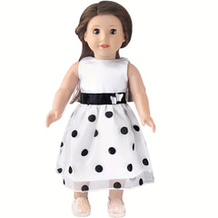 18in Doll Clothing Dress - Polka Dot Skirt, Bow Tie - Fits 18 inch Dolls