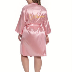 Butterfly & Letter Pattern Open Front Bridesmaid Bathrobe