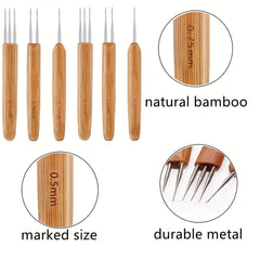 Bamboo Handle Dreadlock Crochet Needle Micro Hook