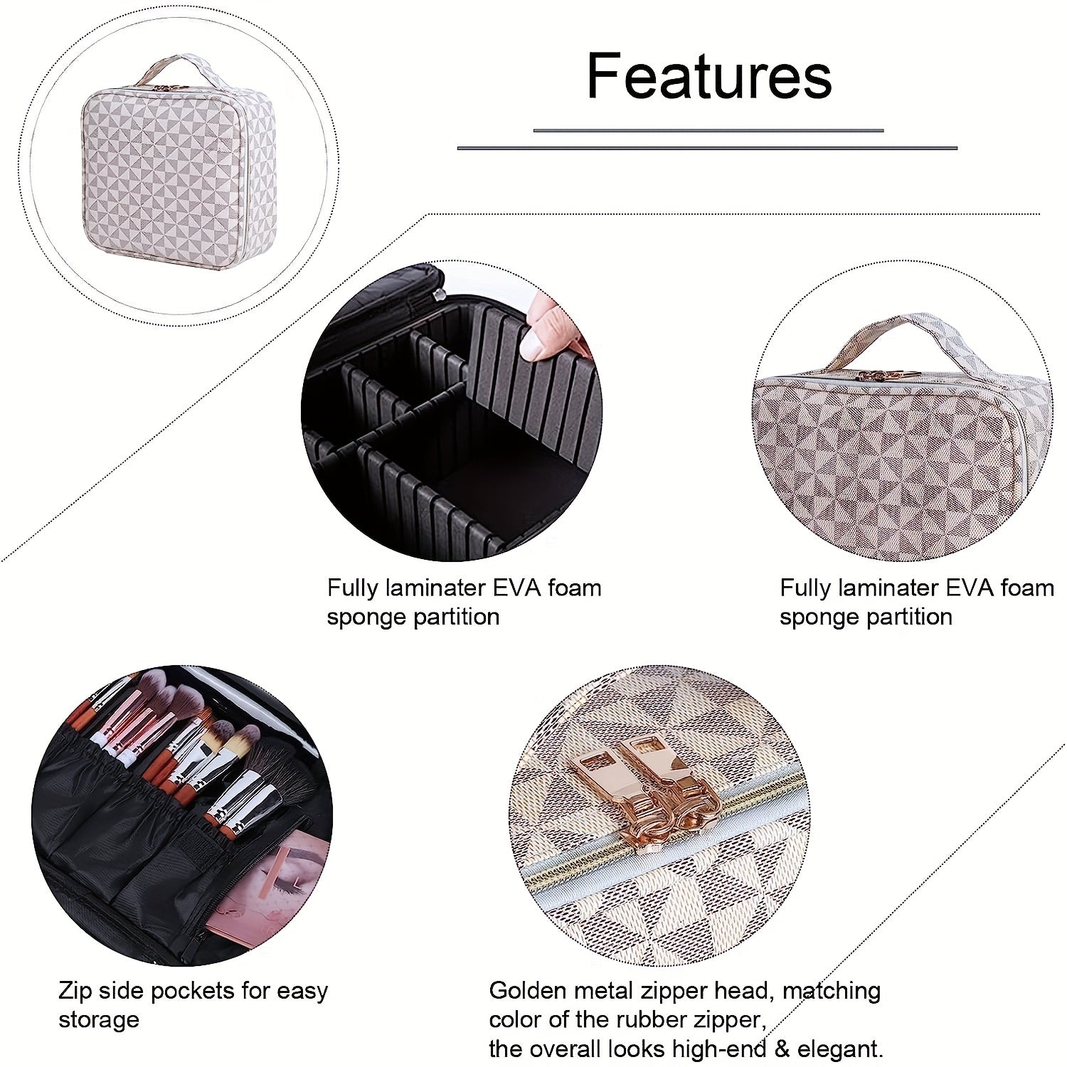 Windmill Pattern Makeup Bag Cosmetic Bag with Adjustable Dividers