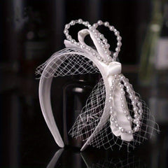 Faux Pearl Bowknot Headband Wide Brim Head Band Bridal Head Hoop