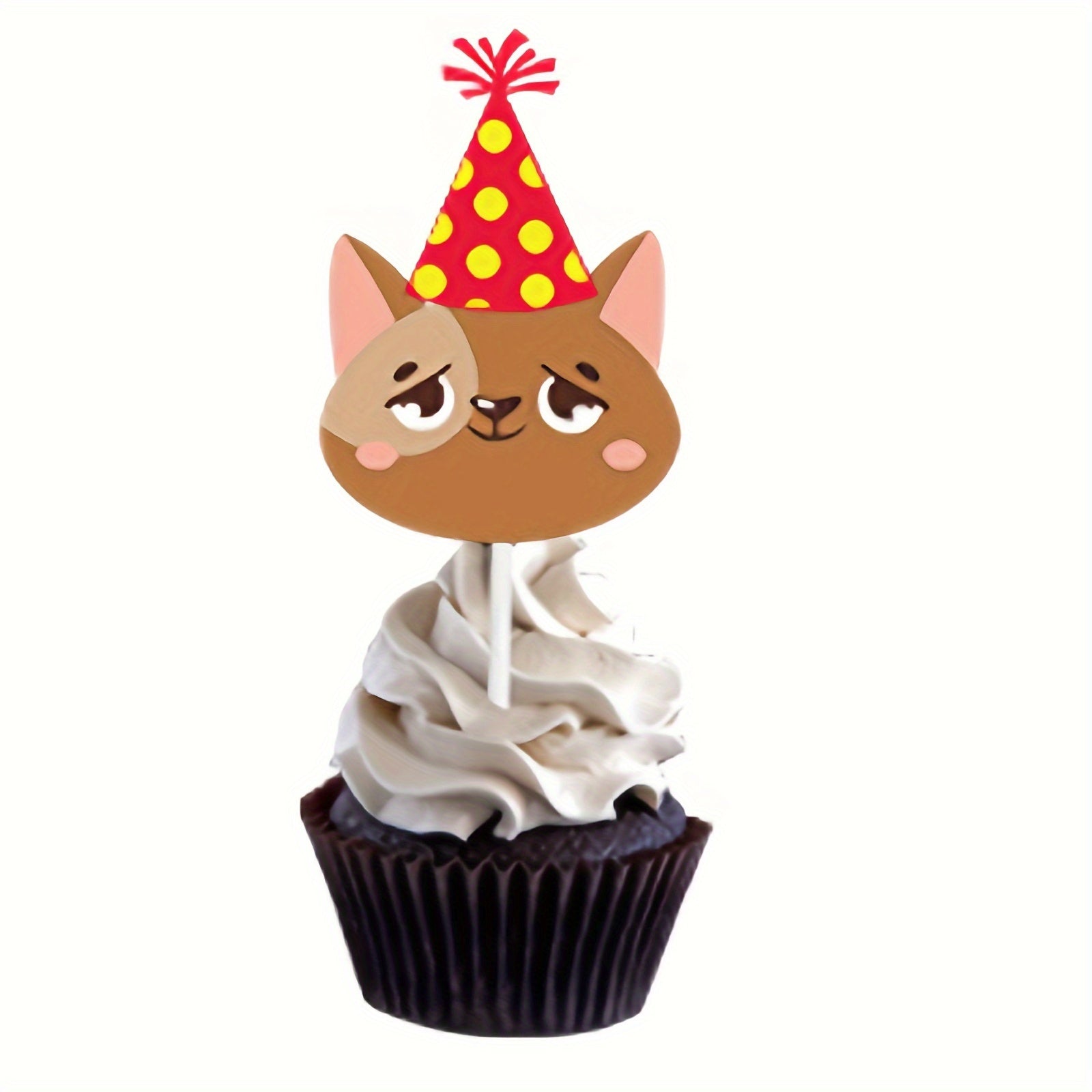 12pcs Cat Theme Birthday Party Cake Plate Set with Cat Face Flag