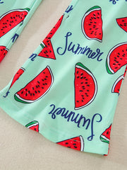3pcs Girls Fruits Print Flared Pants Set for Kids