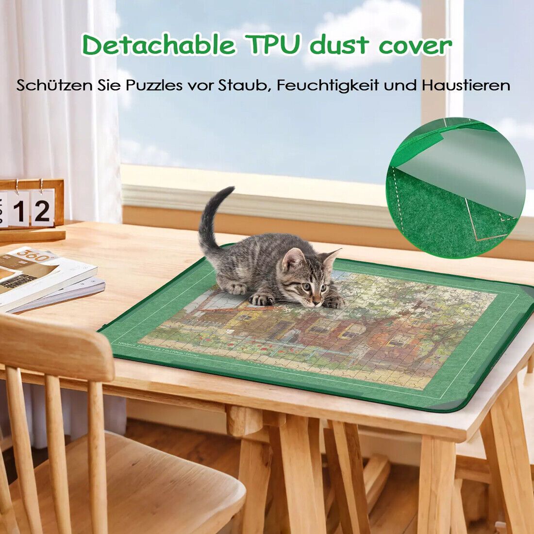 1000pcs Jigsaw Puzzle Board Storage w/ 6 Trays & Cover