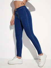 Slim Fit Skinny Jeans High Stretch Button Closure Women's Denim Jeans