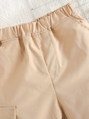 Boys Casual Cargo Pants Elastic Waist Jogger Pants