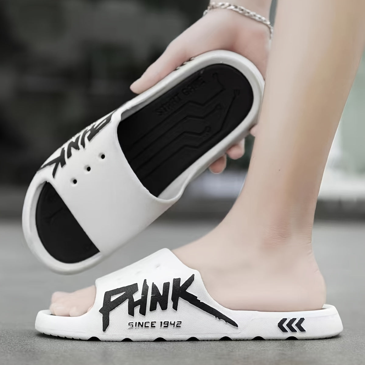 Men's PUNK Pattern Slides Soft Sole Slippers