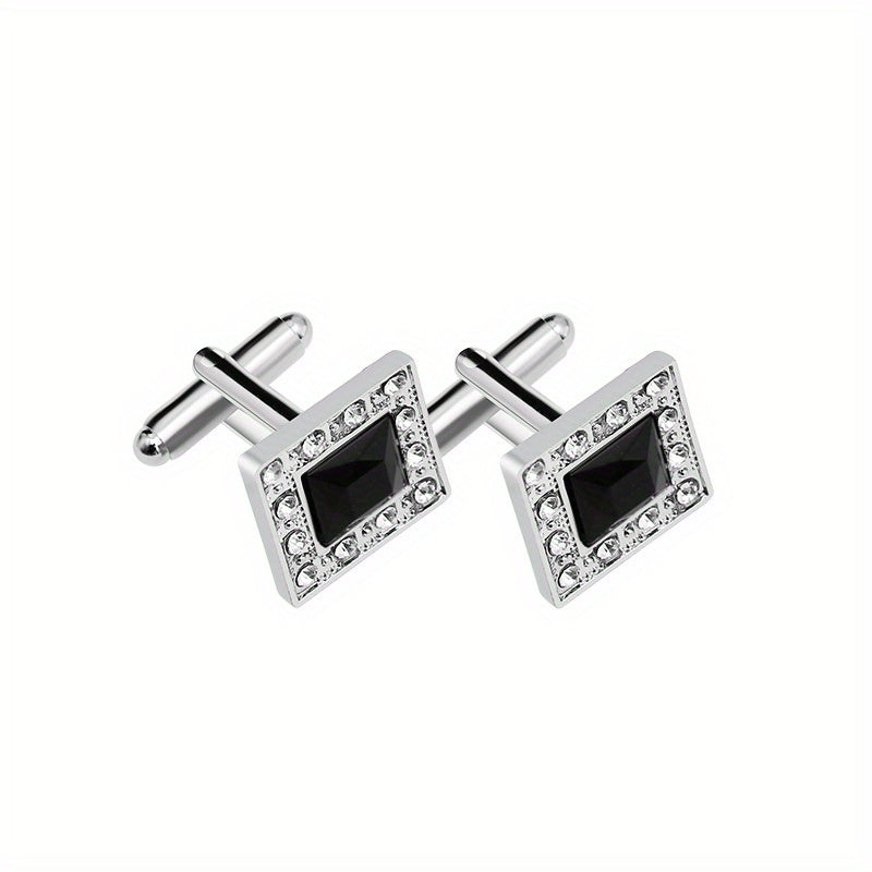 Square Rhinestone Cufflinks Suit Button Sleeves Studs