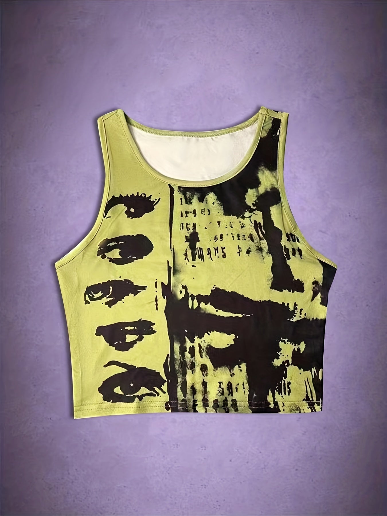 Abstract Print Crop Tank Top for Women