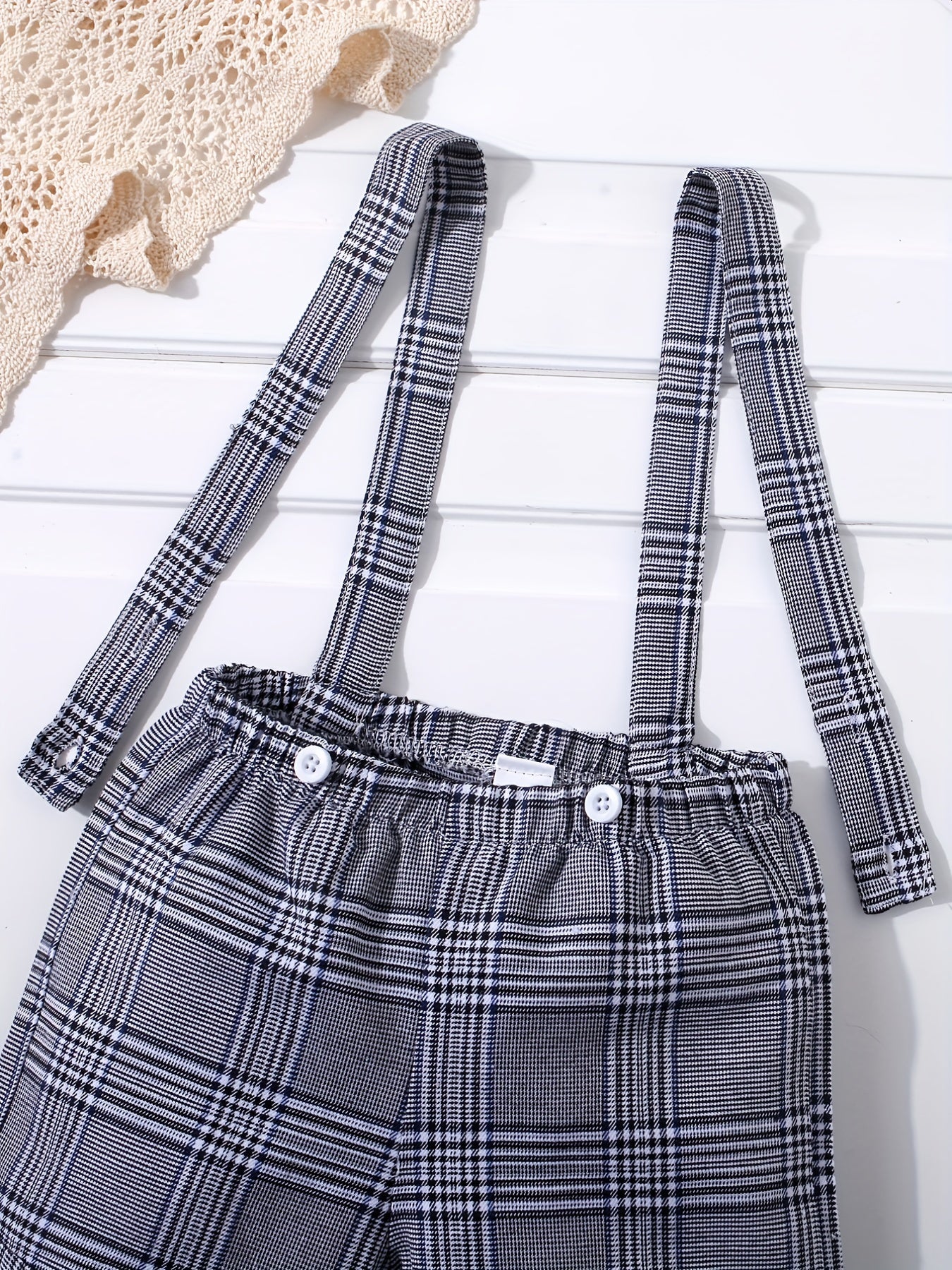 Baby Boys Plaid Suspender Shorts for Summer