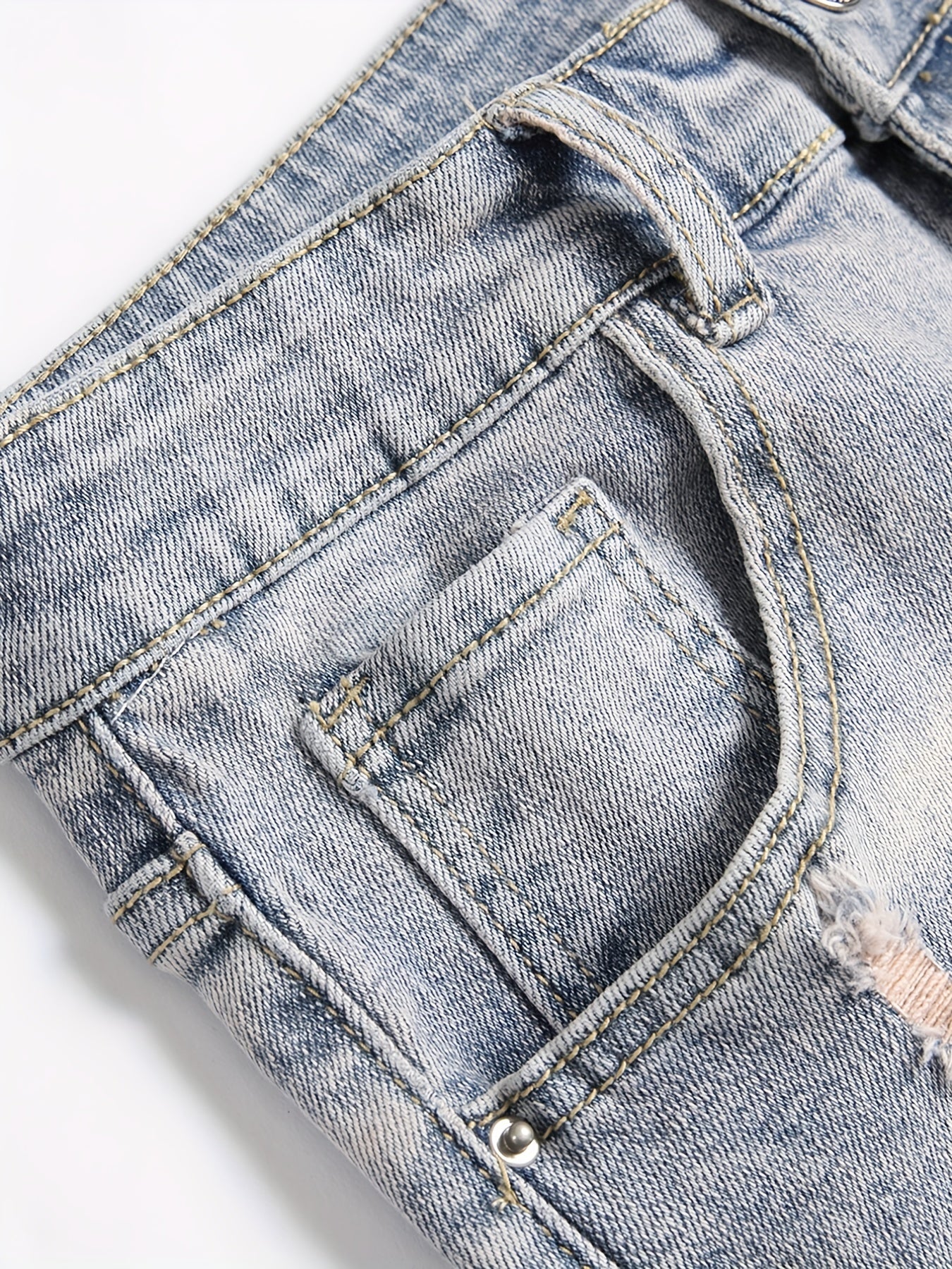 Men's Distressed Denim Shorts High Stretch