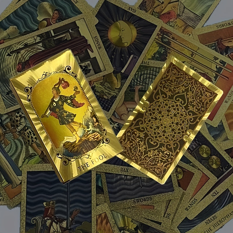 78 Foil Tarot Cards With Instruction Booklet Waterproof