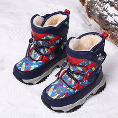 Boy's High Top Snow Boots Warm Fleece Cozy Non slip Boots