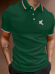 Men's Skull Print Polo Shirt Stretch Breathable Short Sleeve for Summer