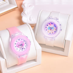 Set of 2 Student LED Luminous Watches with Cartoon Animal Patterns for Girls