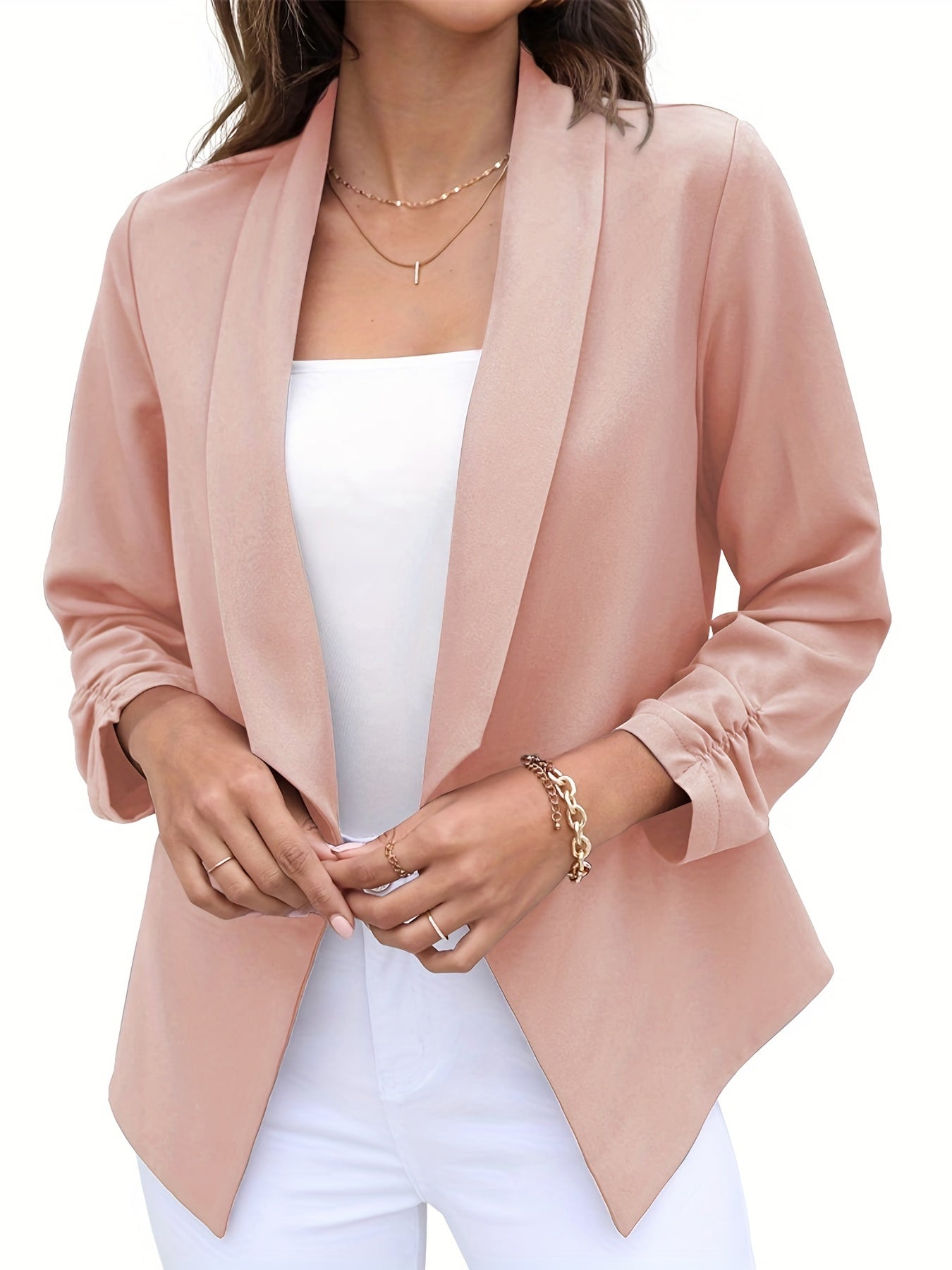 Shawl Collar 3/4 Sleeve Blazer for Office & Work