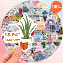 100pcs Humorous Quote Stickers for Laptops Phones Water Bottles Cars