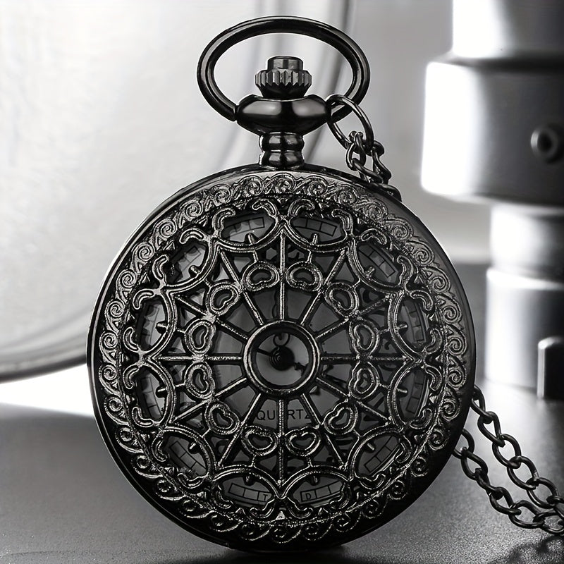 Vintage Bronze Spider Web Pocket Watch Student Retro Chain