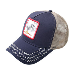 Unisex Sunshade Baseball Cap with Rooster Patch Embroidery