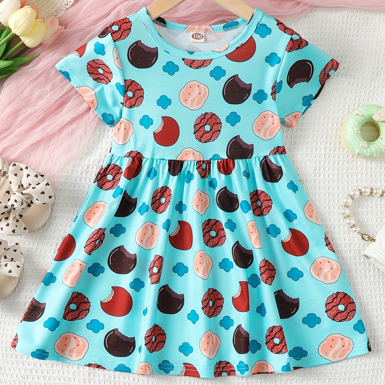 Baby Girls Cookie Graphic Print Dress