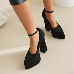 Women's Block Heel Pointed Toe Pumps