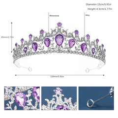 Purple Red Rhinestone Crown Hairband Headband Party Favor Decorations