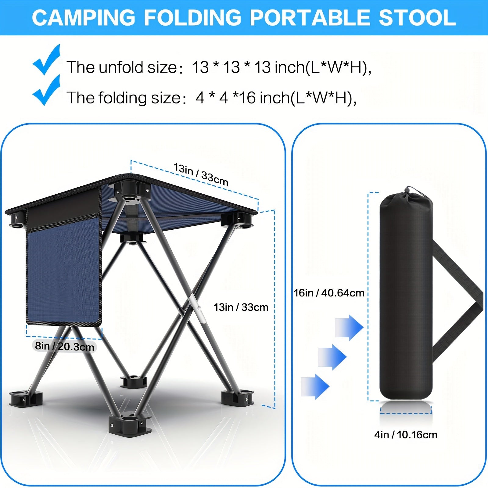Camping Folding Stool Carry Bag Portable Outdoor Hiking Fishing BBQ Beach